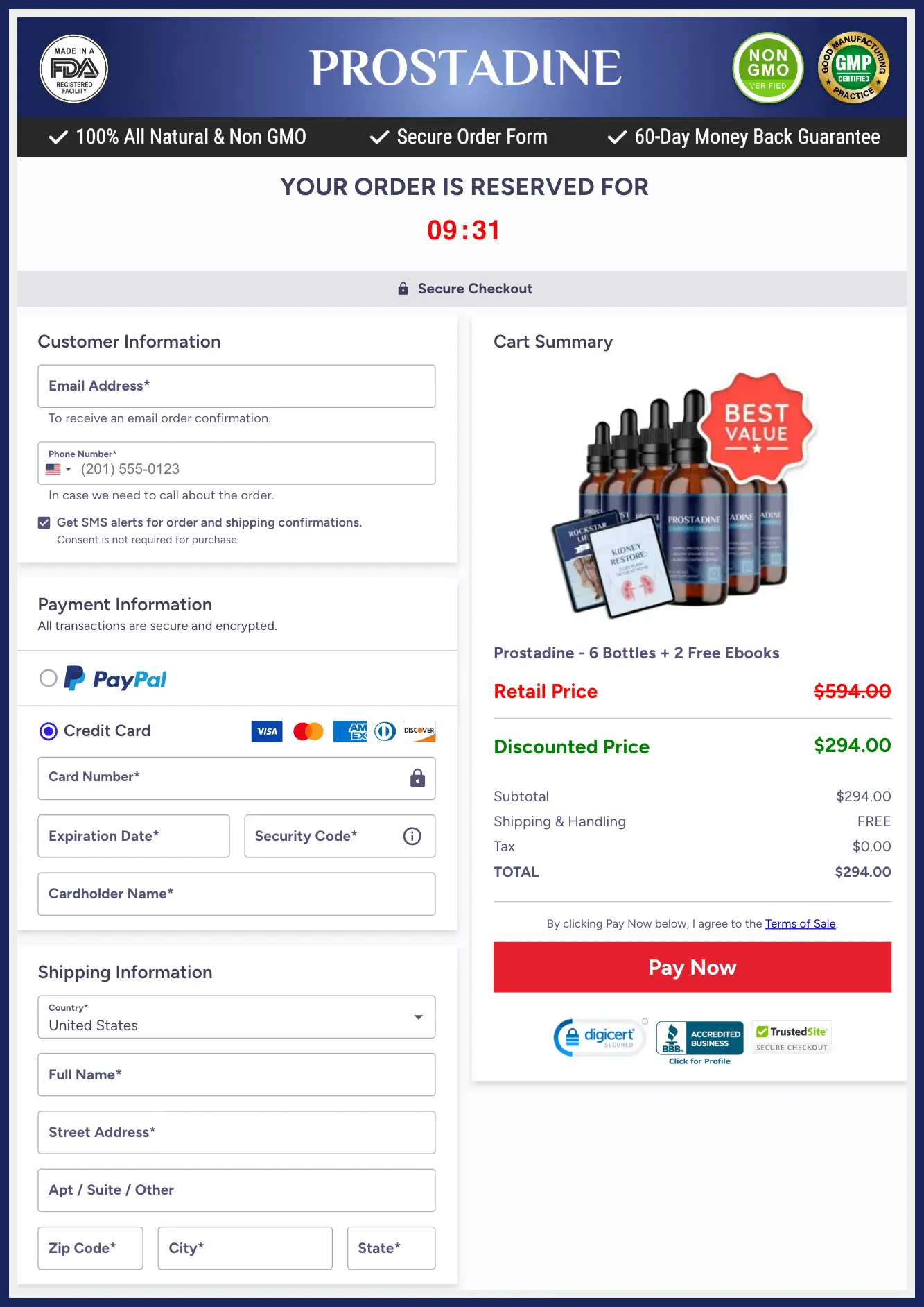 Prostadine Official Website Secure Order Page